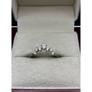 Delicate Tiara Style Ring Signed China 925 7 Glass Rhinestones Sz 8